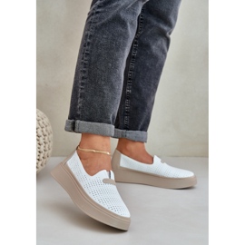 Feles in pelle aperta leggera Scarpe da donna sulla piattaforma e zeppe bianche bianco 2