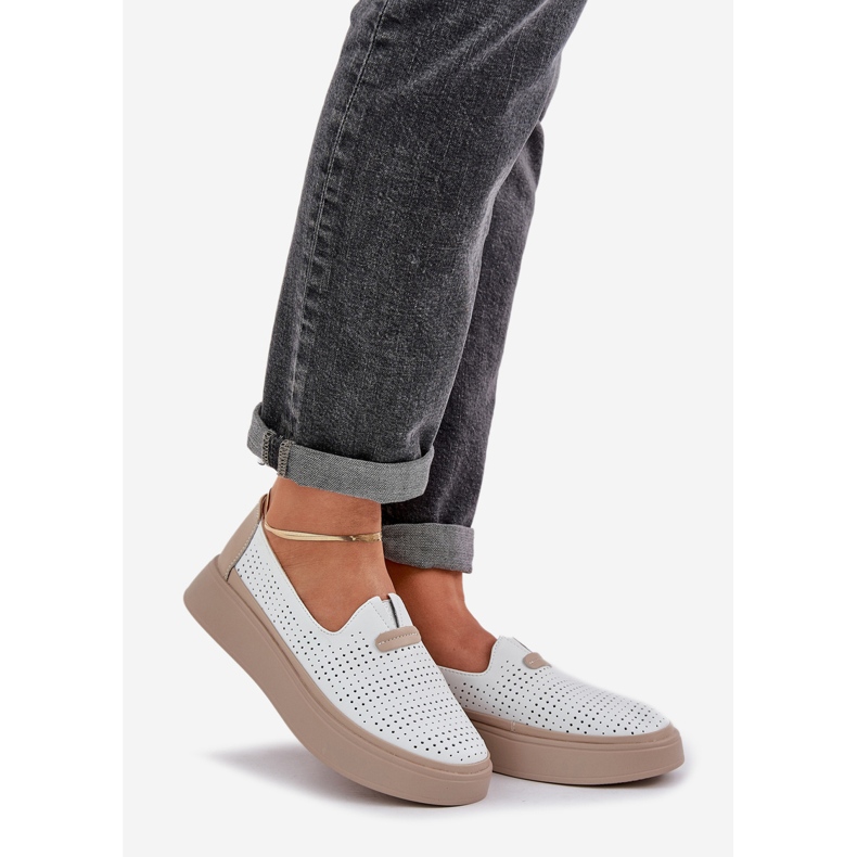 Feles in pelle aperta leggera Scarpe da donna sulla piattaforma e zeppe bianche bianco 1