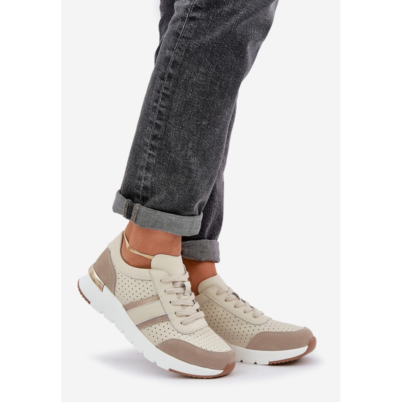 Sneaker in pelle chiara scarpe sportive da donna beige 1