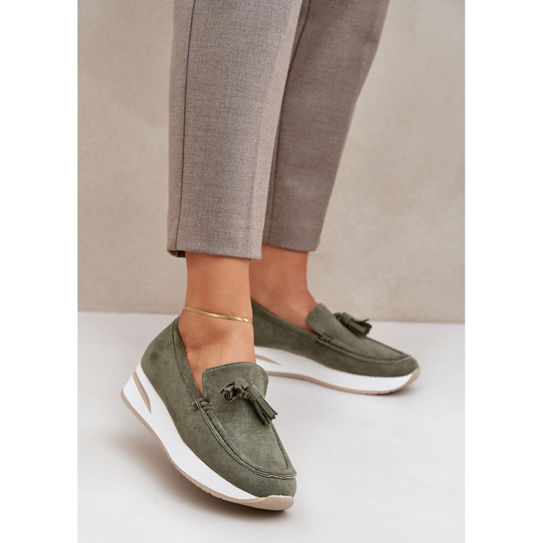 Mocassine su un delicato eco weedde Green verde 2