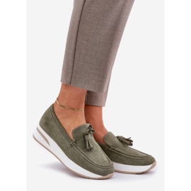 Mocassine su un delicato eco weedde Green verde 1