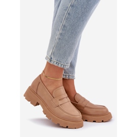 Mocassini da donna con beige in pelle ecologica 1