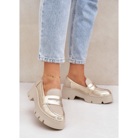 Zazoo Flat -Eel Women's Leather Fickers Golden d'oro 2