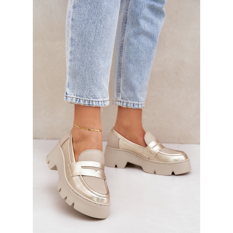 Zazoo Flat -Eel Women's Leather Fickers Golden d'oro 2