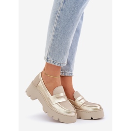 Zazoo Flat -Eel Women's Leather Fickers Golden d'oro 1