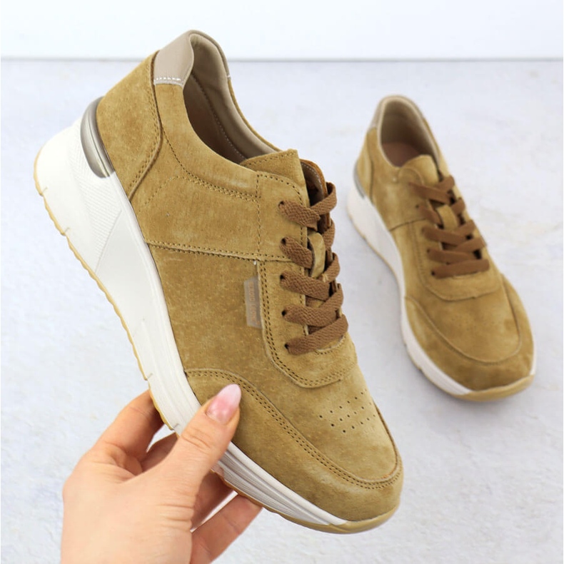 Sneaker in pelle sui zeppe Camel Sergio Leone SP104 beige 1
