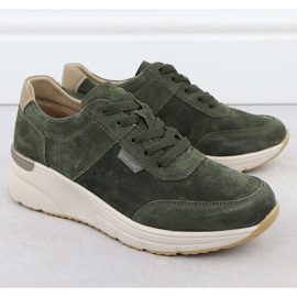 Sneaker in pelle su cuneo Sergio Leone SP104 Celette in pelle scamosciata verde 2