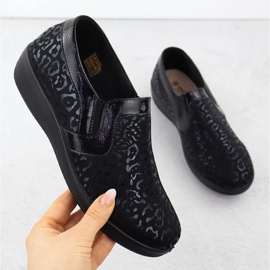 Unisoft Scarpe comode da donna in leopardo stampati inseriti unsoft 8910 nero 1