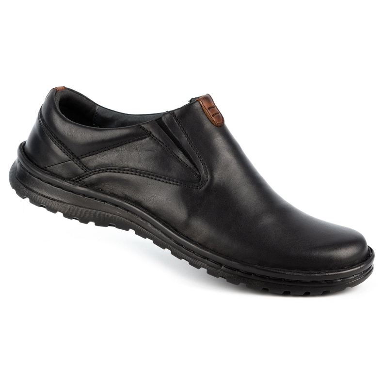Kampol Scarpe slip-on da uomo in pelle 12KAM nere nero 1
