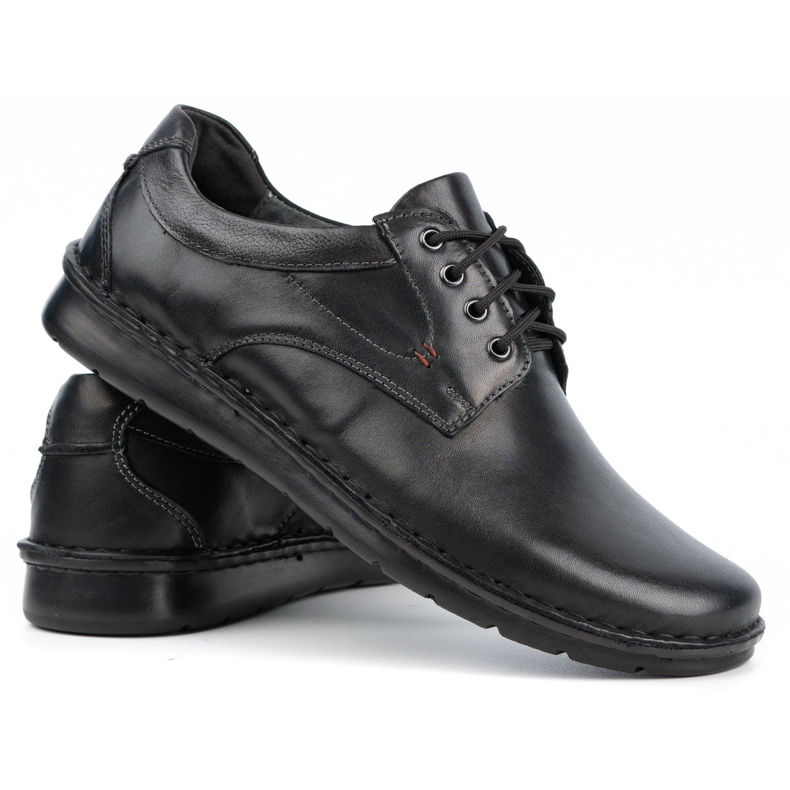 Kampol Scarpe casual da uomo in pelle 13/27 faccia nera nero 2