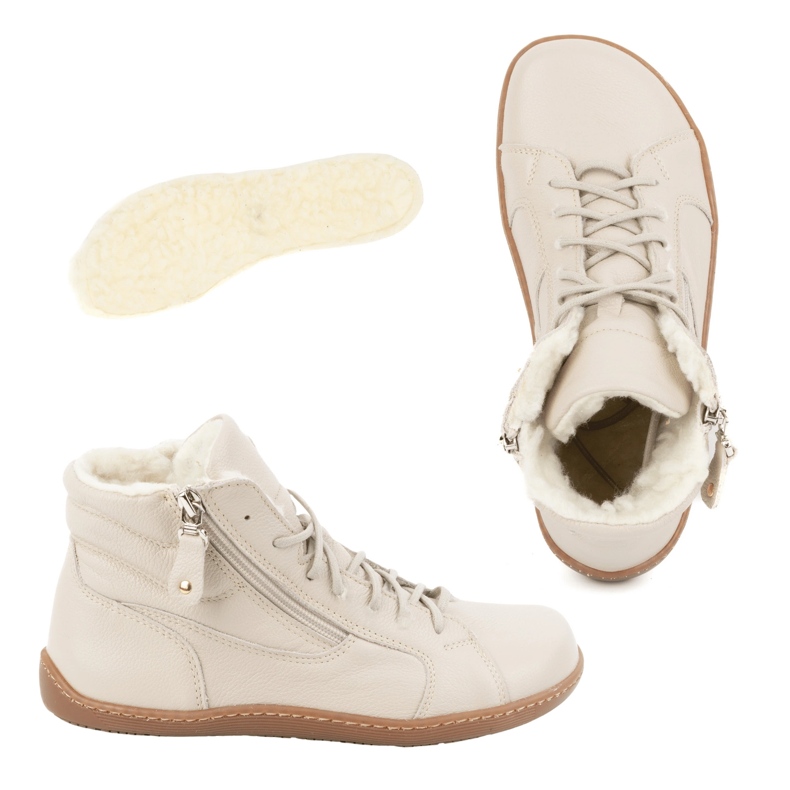 Olivier Scarpe invernali da donna in pelle 1261 minimaliste a piedi nudi, beige 1