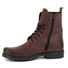 Polbut Stivali militari da uomo, pelle polacca, 2118S, marrone 1