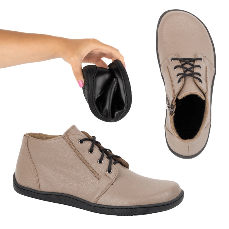 Olivier Scarpe da donna in pelle a piedi nudi, leggermente isolanti, alte con cerniera 787, beige 1