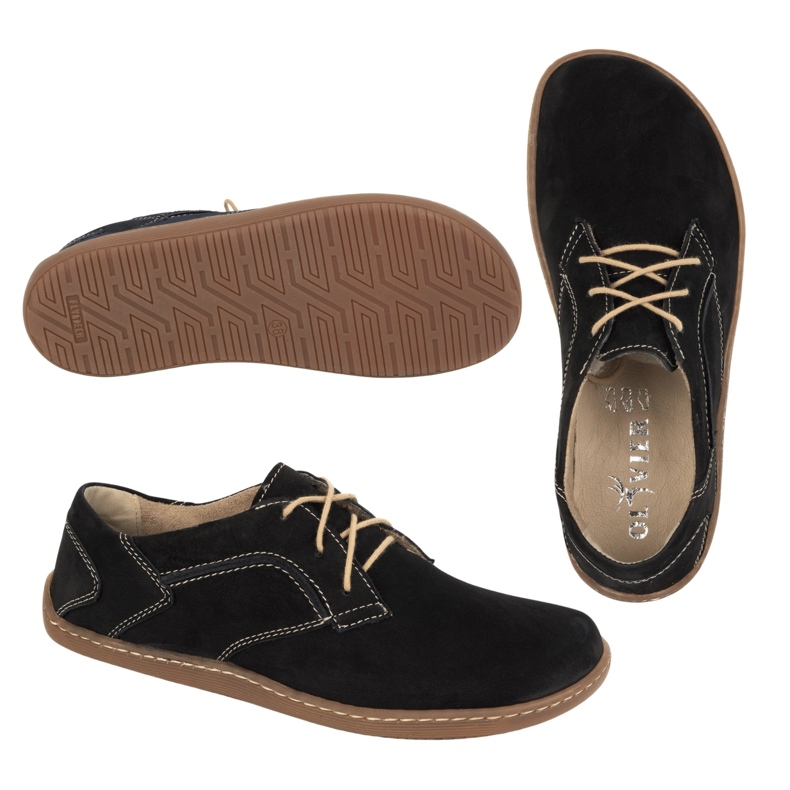 Olivier Scarpe in pelle minimalista di Barefoot femminile 1082 NUBUK NERO 1
