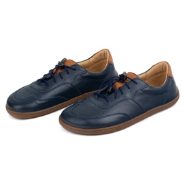 Kampol Scarpe in pelle minimalista a piedi nudi 500/54 blu navy 1