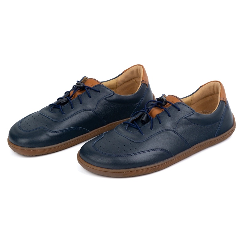 Kampol Scarpe in pelle minimalista a piedi nudi 500/54 blu navy 1
