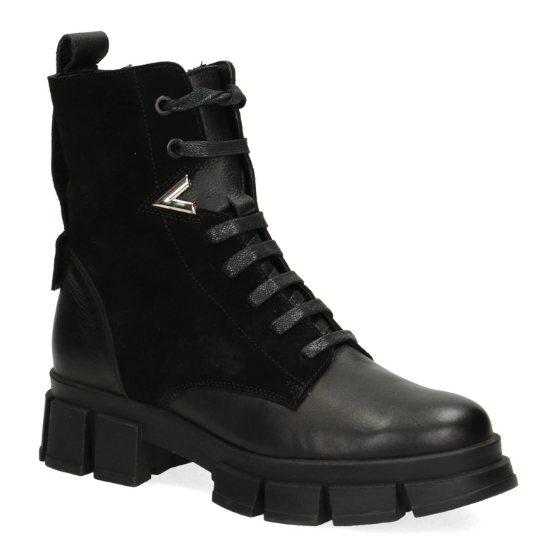 Polbut Stivali in pelle isolati da donna Pollonus Black Verona+Velor 5-1583-002 nero 1