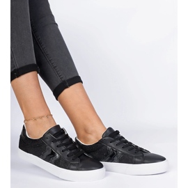 Sneaker nere con un motivo animale decorato con glitter nero 2
