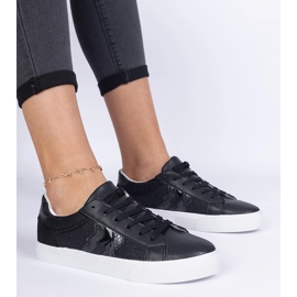 Sneaker nere con un motivo animale decorato con glitter nero 1