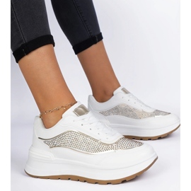 Sneaker da donna bianca con zirconi bianco 1