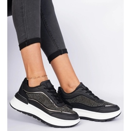 Sneaker da donna nera con zirconi nero 2