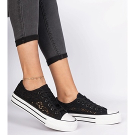 Sneaker femminili di neri openwork nero 2