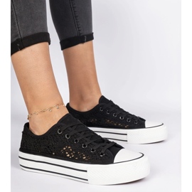 Sneaker femminili di neri openwork nero 1