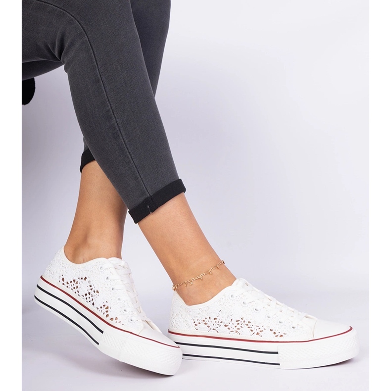 Sneaker femminili di White Openwork bianco 1