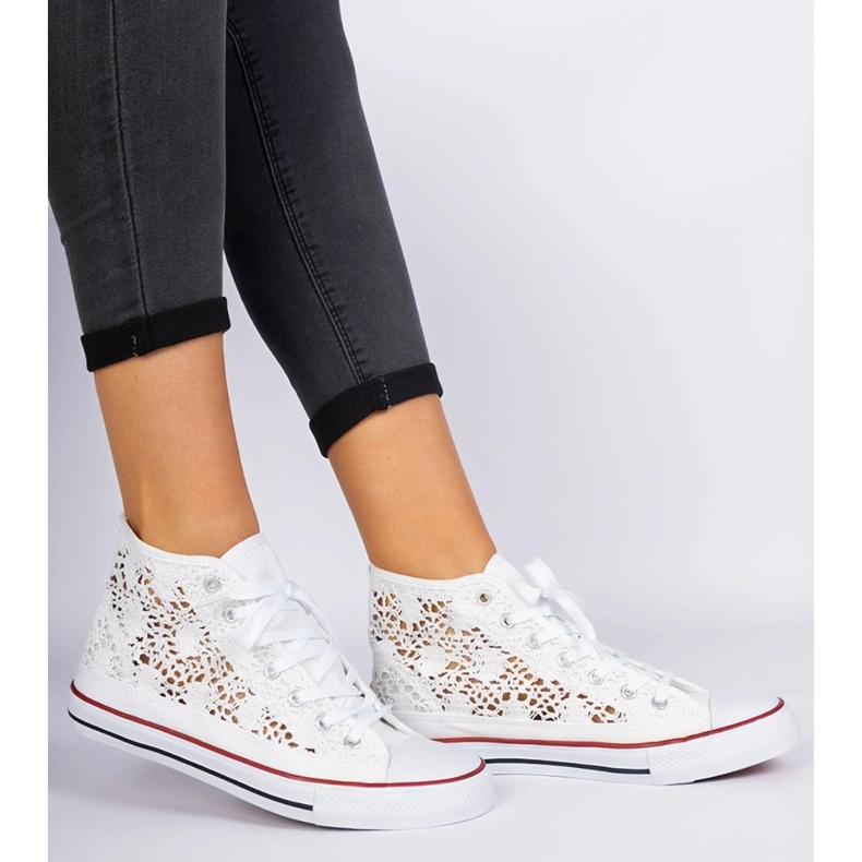 Sneaker femminili di White Openwork bianca 1