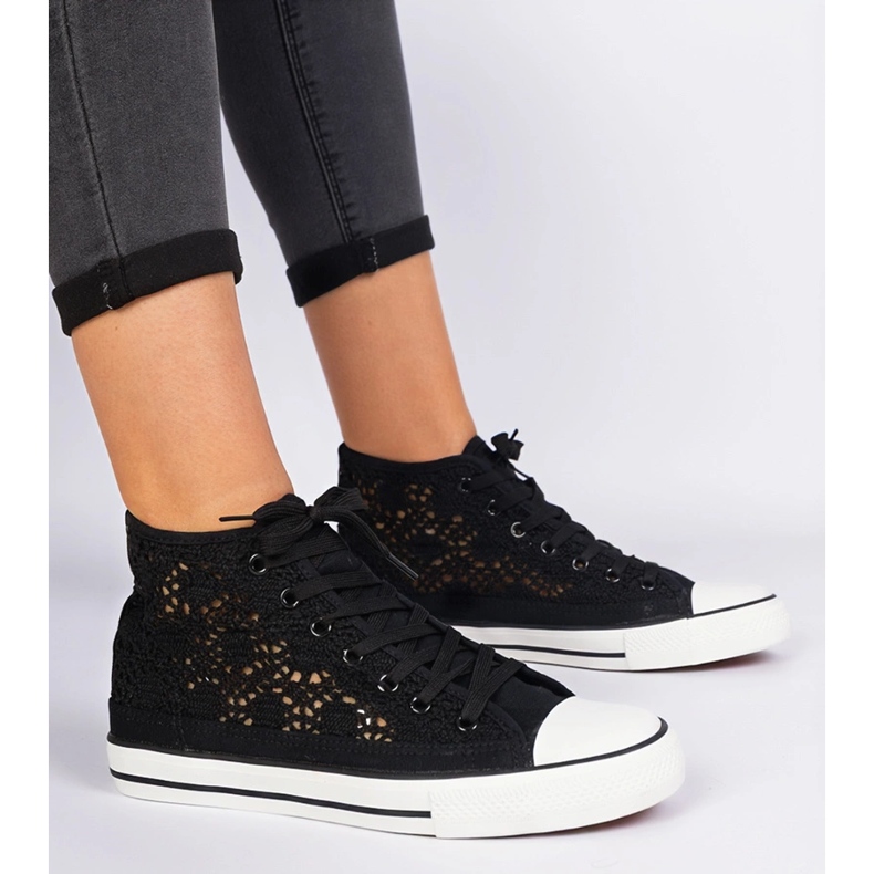 Sneaker femminili di neri openwork nero 1