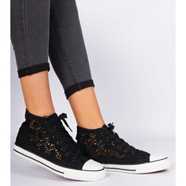 Sneaker femminili di neri openwork nero 2