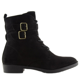 Stivaletto stringato camoscio nero H7187 negro 2