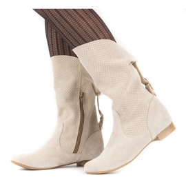 Olivier Stivali traforati Elena beige 1