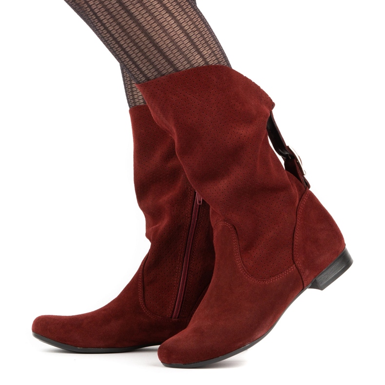 Olivier Stivali traforati Elena bordeaux rosso 1