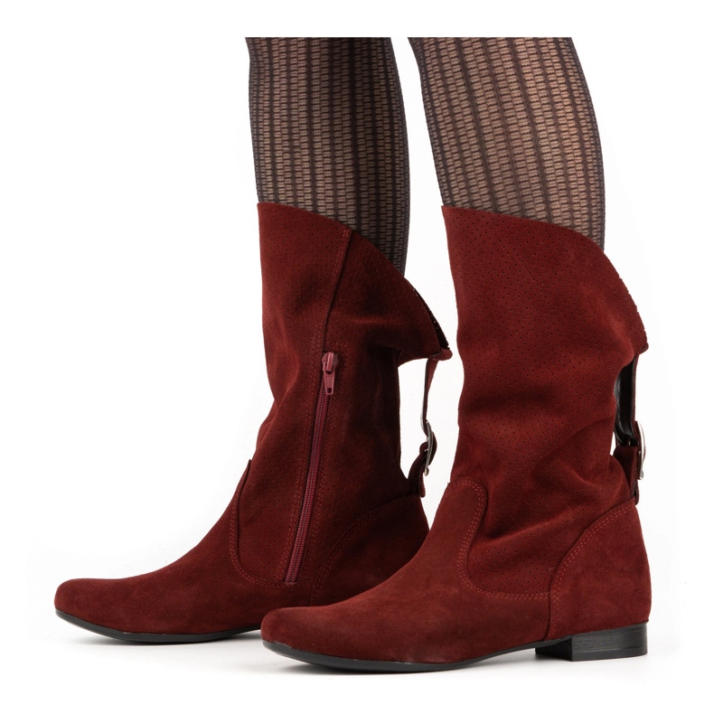 Olivier Stivali traforati Elena bordeaux rosso 2
