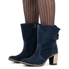 Olivier Stivaletti Sophia in pelle traforata, blu navy 1