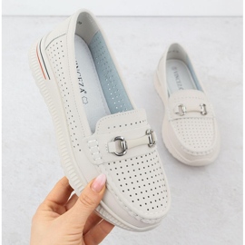 Scarpe in pelle aperta, mocassini beige Vinceza 95331 1
