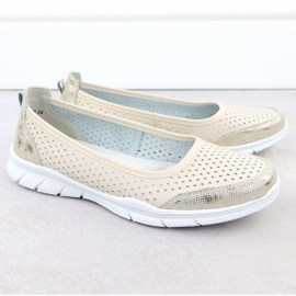 Ballerina in pelle Openwork Comfort Beige Vinceza 95323 2