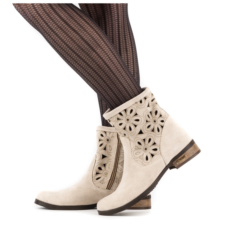 Olivier Comodi stivali traforati Alice beige chiaro 1