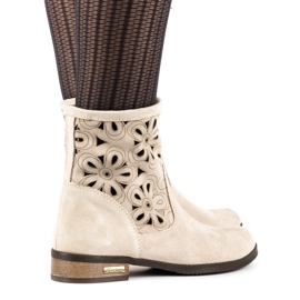 Olivier Comodi stivali traforati Alice beige chiaro 2