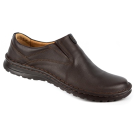 Kampol Scarpe slip-on da uomo in pelle 12KAM marrone 1