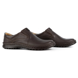 Kampol Scarpe slip-on da uomo in pelle 12KAM marrone 2