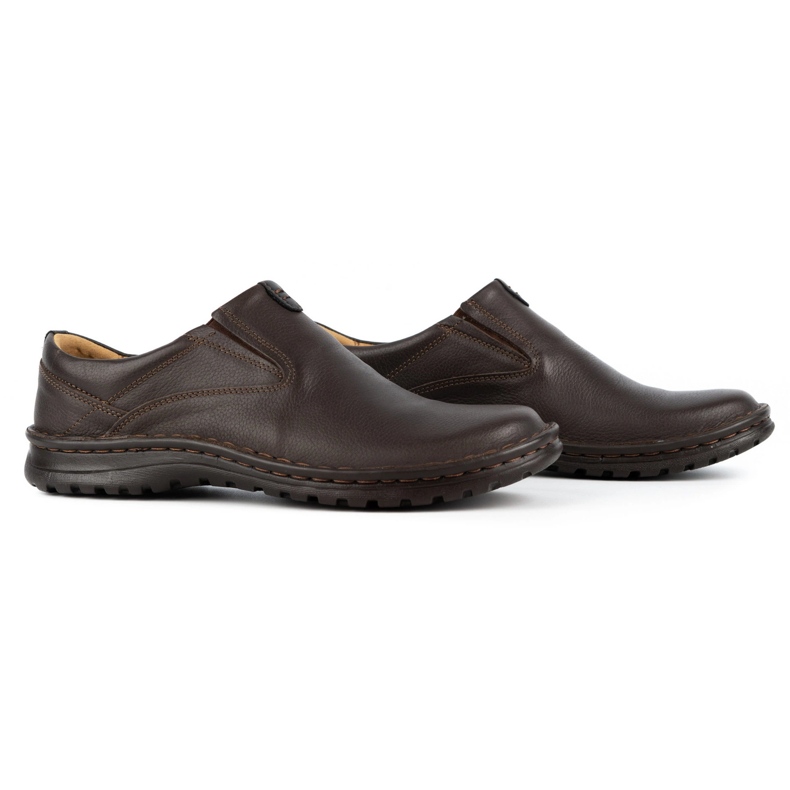 Kampol Scarpe slip-on da uomo in pelle 12KAM marrone 2