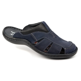 Kampol Infradito da uomo in pelle 224KAM, blu navy 1