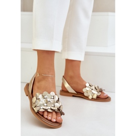 Sandali in pelle con zazoo a ruota piatta 40425 zloty d'oro 2