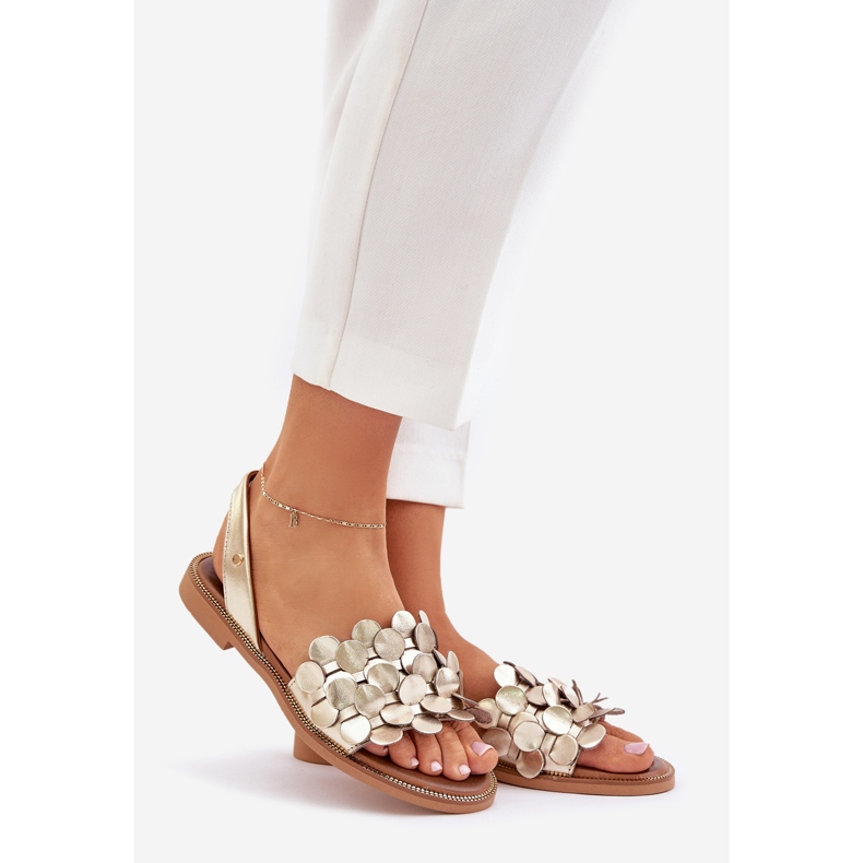 Sandali in pelle con zazoo a ruota piatta 40425 zloty d'oro 1