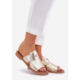 Eleganti pantofole in pelle naturale Zazoo 40423 Zloty d'oro 1