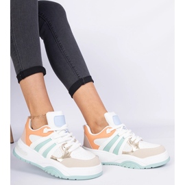 Sneaker da donna arancione con allacciatura enorme arancia 1