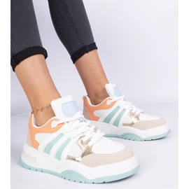 Sneaker da donna arancione con allacciatura enorme arancia 2