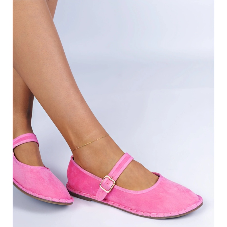 Pink Women's Ballerinas con una chiusura rosa 1